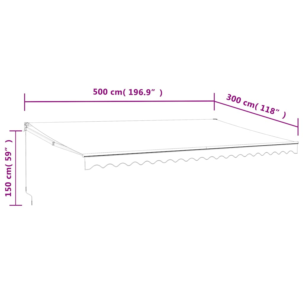 Automatska tenda na uvlačenje plavo-bijela 5 x 3 m