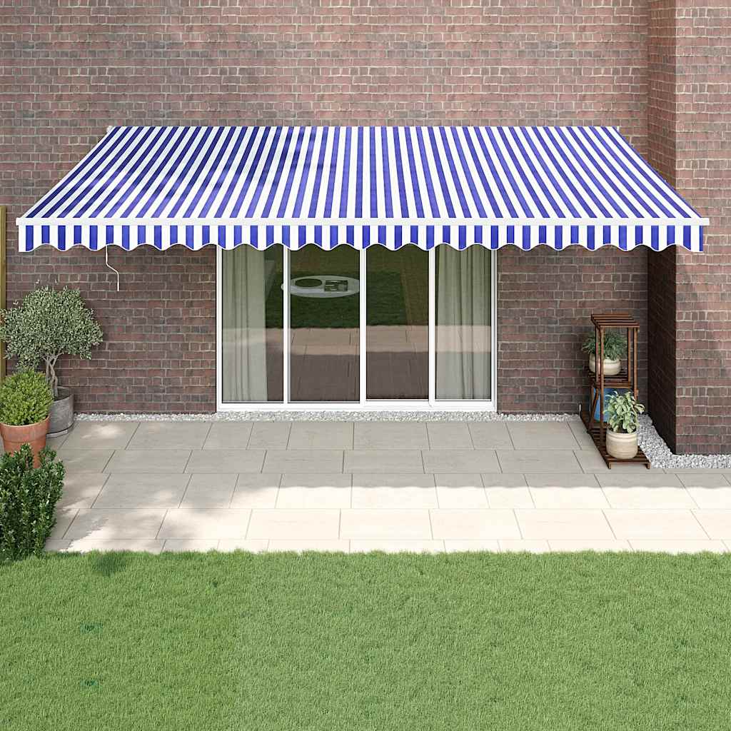 Automatska tenda na uvlačenje plavo-bijela 5 x 3 m