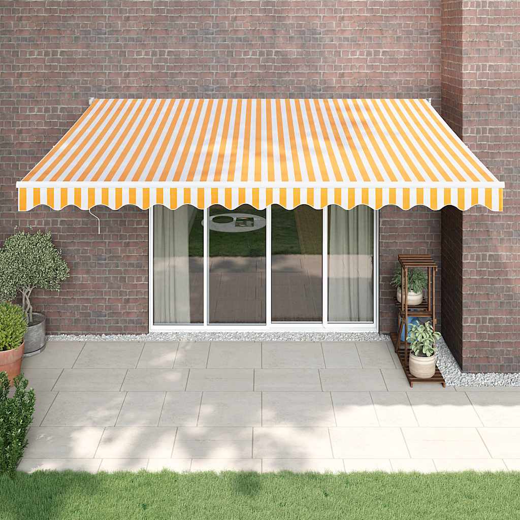 Automatska tenda na uvlačenje žuto-bijela 4 x 3 m