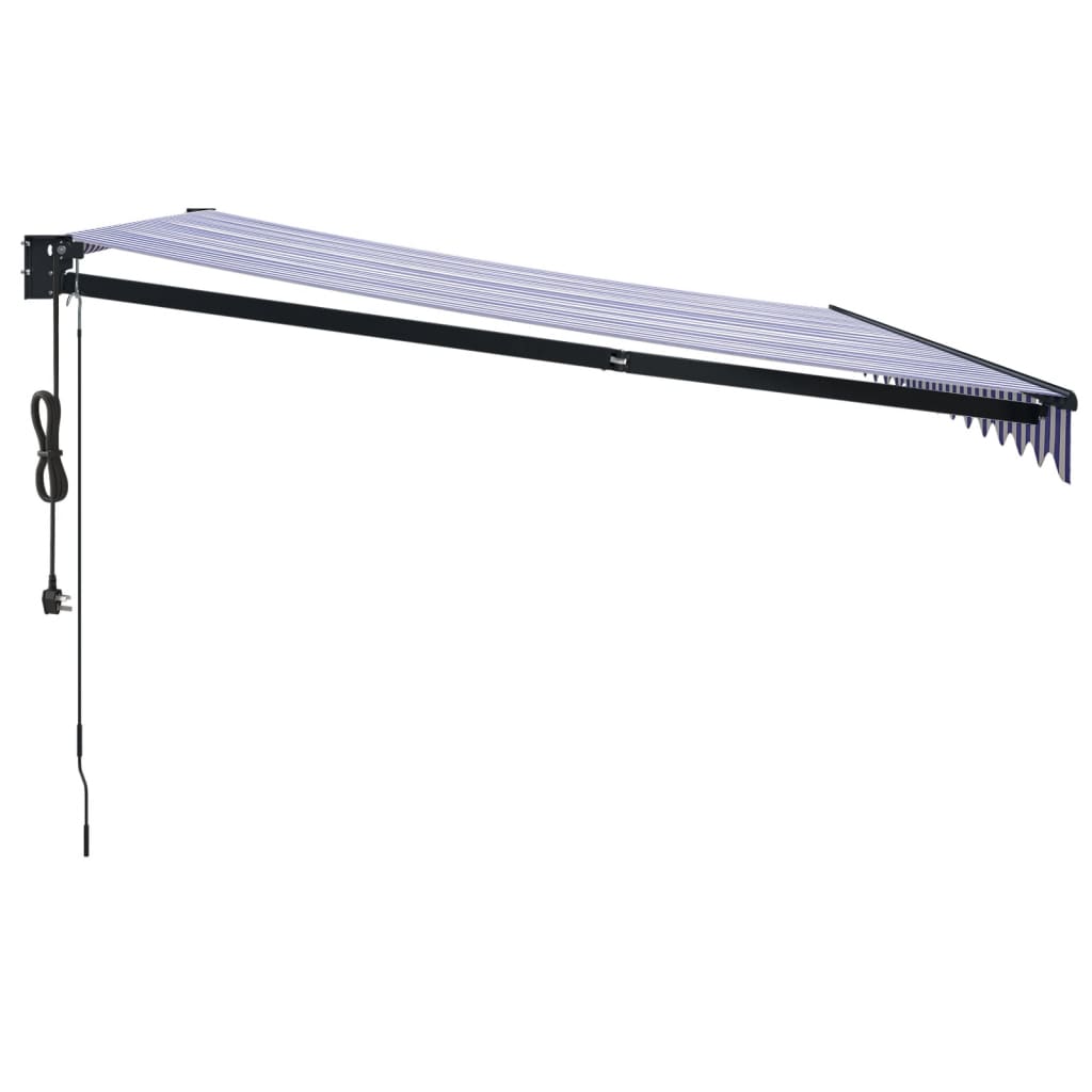 Automatska tenda na uvlačenje plavo-bijela 4,5 x 3 m