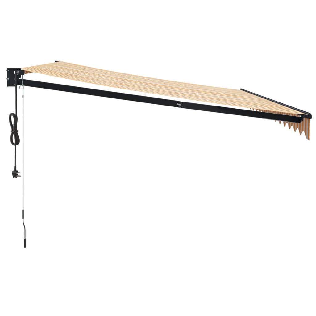 Automatska tenda na uvlačenje žuto-bijela 4,5 x 3 m