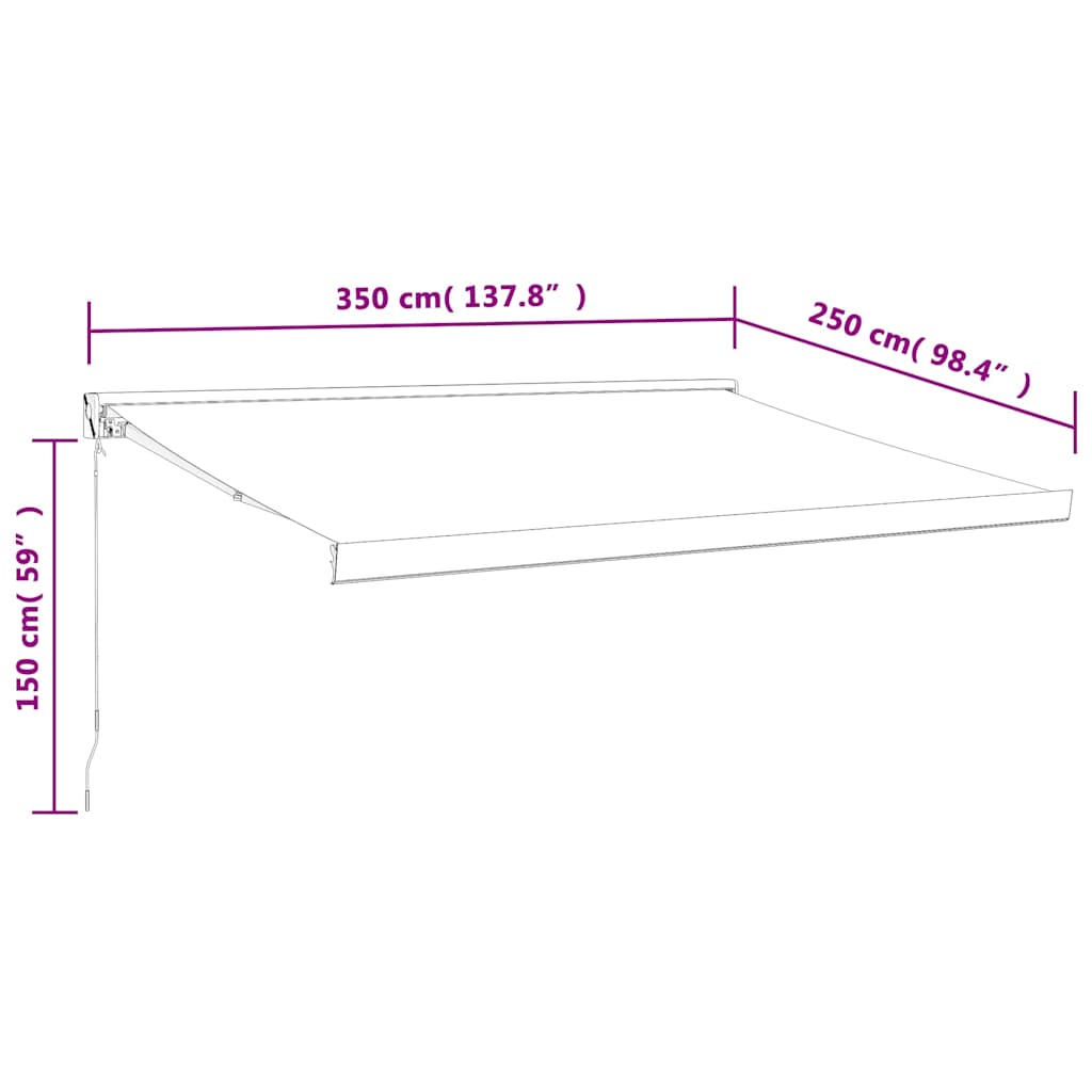 Tenda na uvlačenje narančasto-smeđa 3,5x2,5 m tkanina/aluminij
