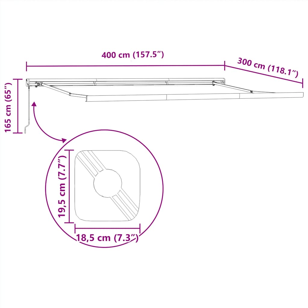 Tenda na uvlačenje narančasto-smeđa 4 x 3 m tkanina i aluminij