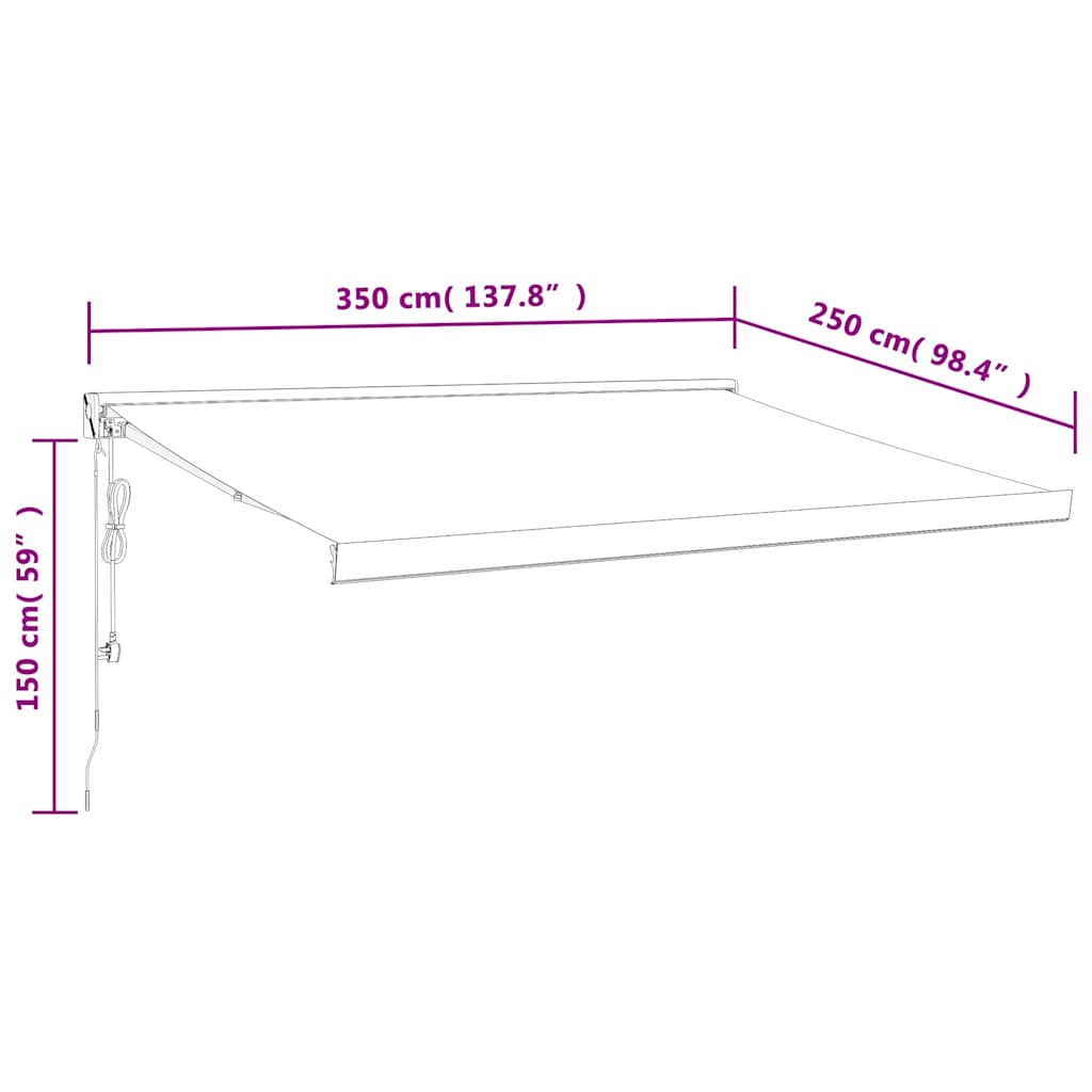 Tenda na uvlačenje žuto-bijela 3,5 x 2,5 m tkanina i aluminij