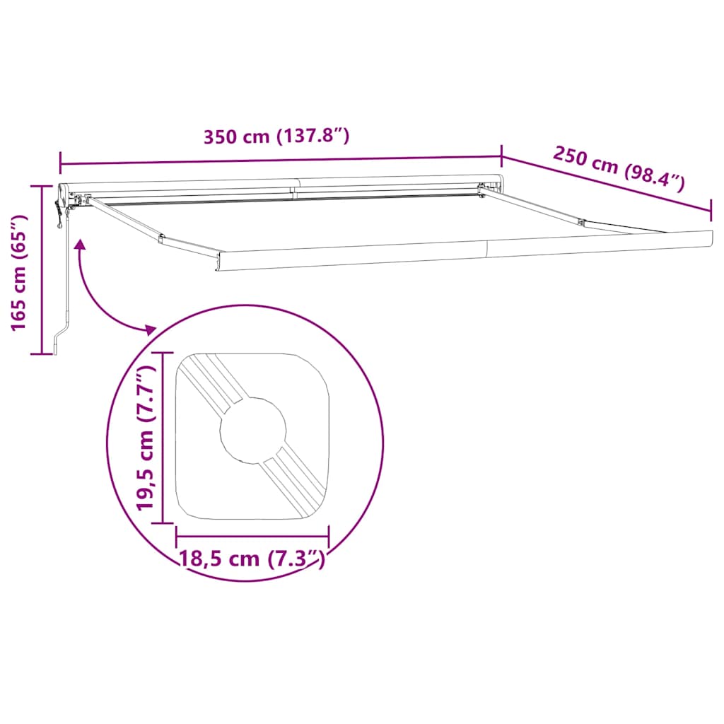 Tenda na uvlačenje žuto-bijela 3,5 x 2,5 m tkanina i aluminij