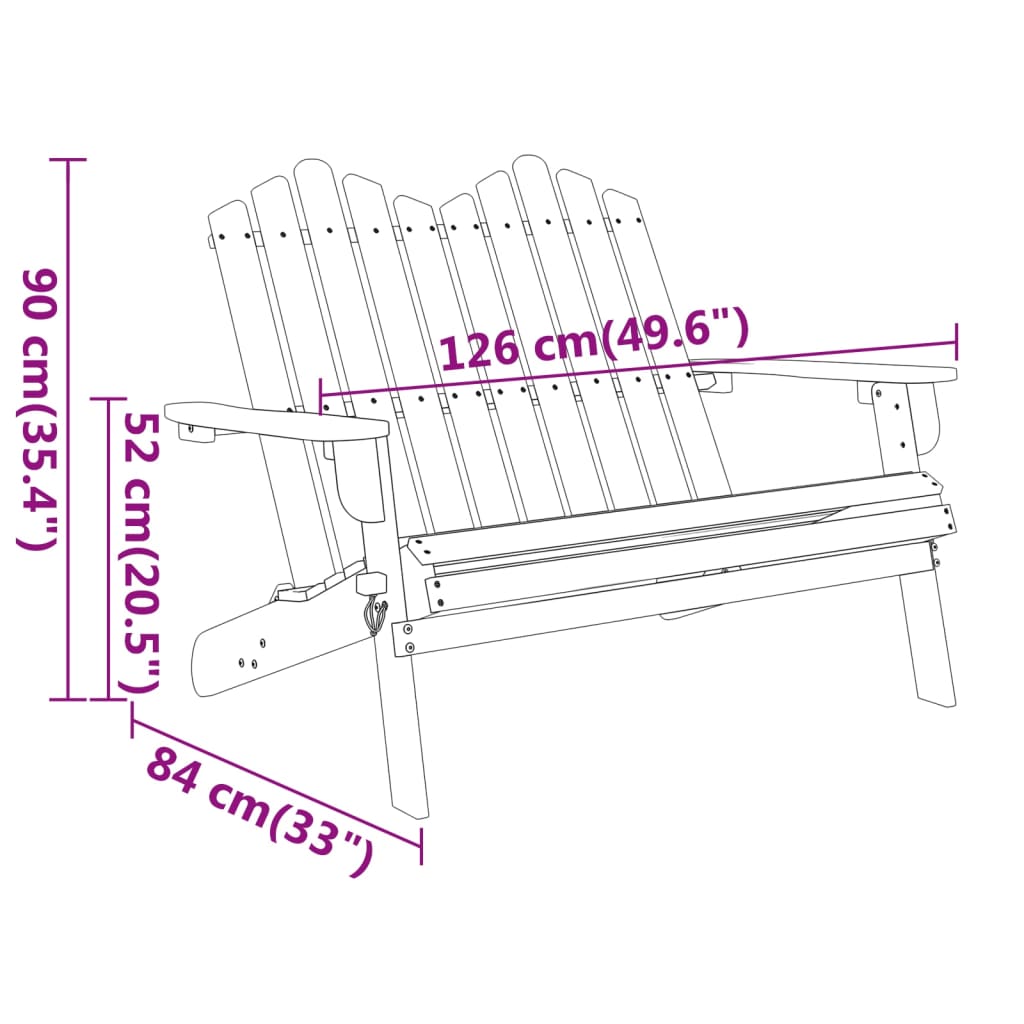 Vrtna klupa Adirondack 126 cm od masivnog drva bagrema
