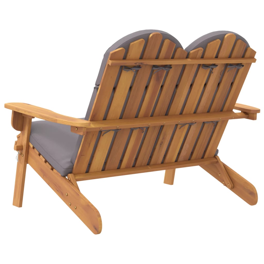 Vrtna klupa Adirondack s jastucima 126 cm masivno drvo bagrema