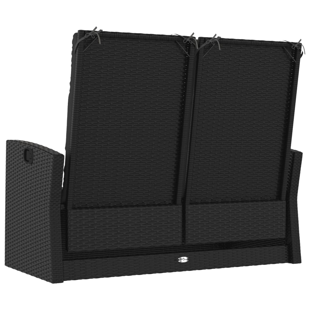 Nagibna vrtna klupa s jastucima crna 118 cm od poliratana