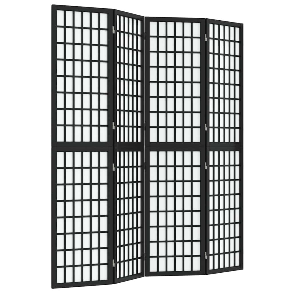 Sklopiva sobna pregrada 4 panela japanski stil 160x170 cm crna