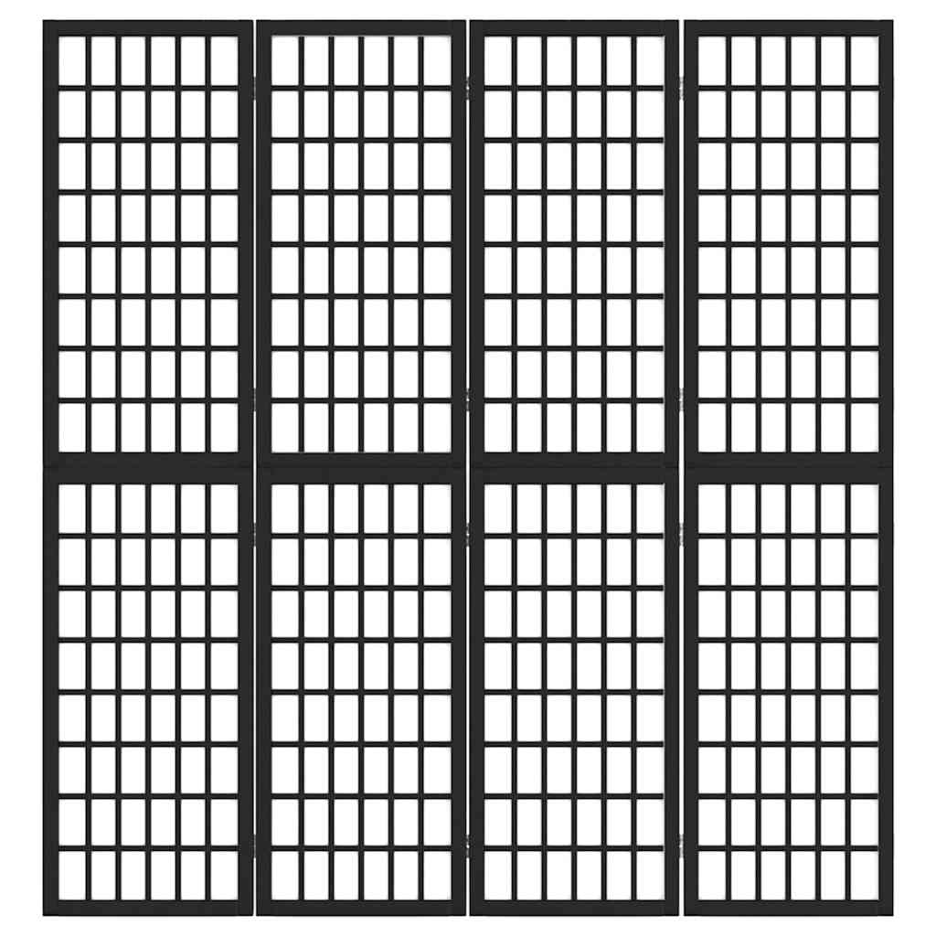 Sklopiva sobna pregrada 4 panela japanski stil 160x170 cm crna