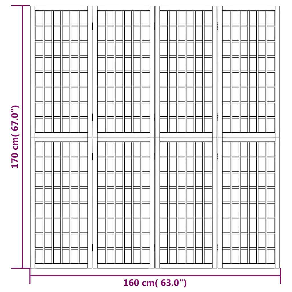 Sklopiva sobna pregrada 4 panela japanski stil 160x170 cm crna