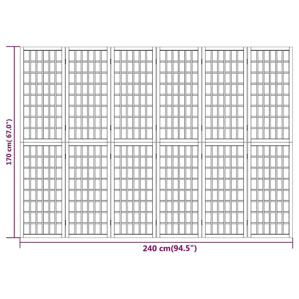 Sklopiva sobna pregrada 6 panela japanski stil 240x170 cm crna
