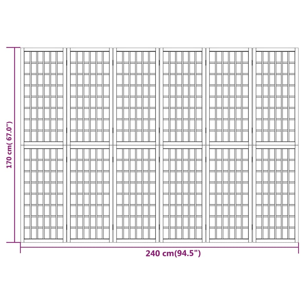 Sklopiva sobna pregrada 6 panela japanski stil 240x170cm bijela