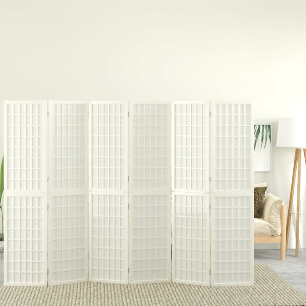 Sklopiva sobna pregrada 6 panela japanski stil 240x170cm bijela