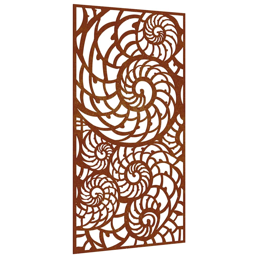 Vrtni zidni ukras 105 x 55 cm čelik COR-TEN s uzorkom školjki
