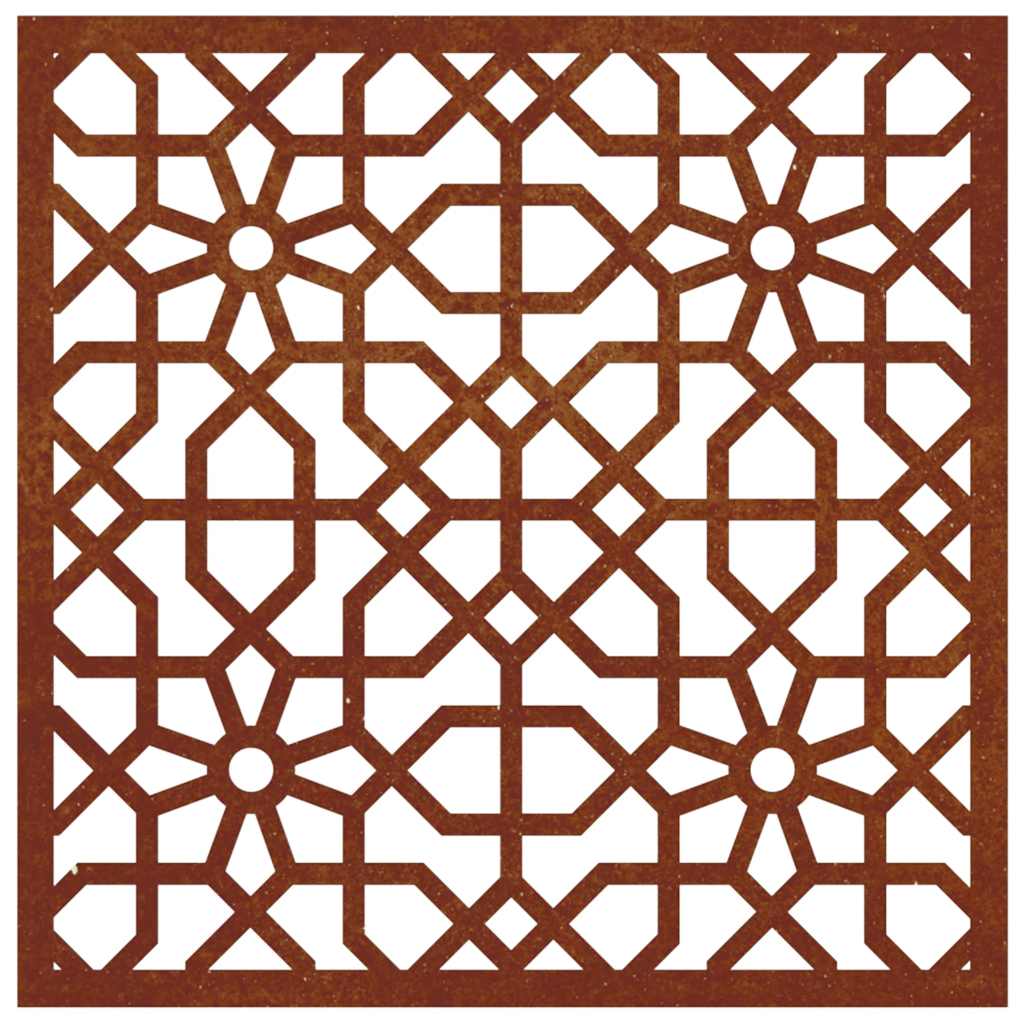 Vrtni zidni ukras 55 x 55 cm čelik COR-TEN s maurskim uzorkom