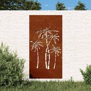 Vrtni zidni ukras 105 x 55 cm čelik COR-TEN s uzorkom palme
