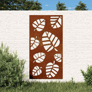 Vrtni zidni ukras 105 x 55 cm od čelika COR-TEN s uzorkom lišća