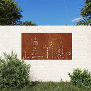 Vrtni zidni ukras 105 x 55 cm čelik COR-TEN s uzorkom horizonta