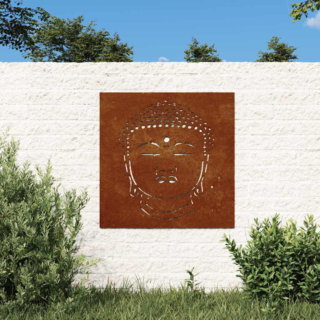 Vrtni zidni ukras 55 x 55 cm čelik COR-TEN uzorak Budine glave