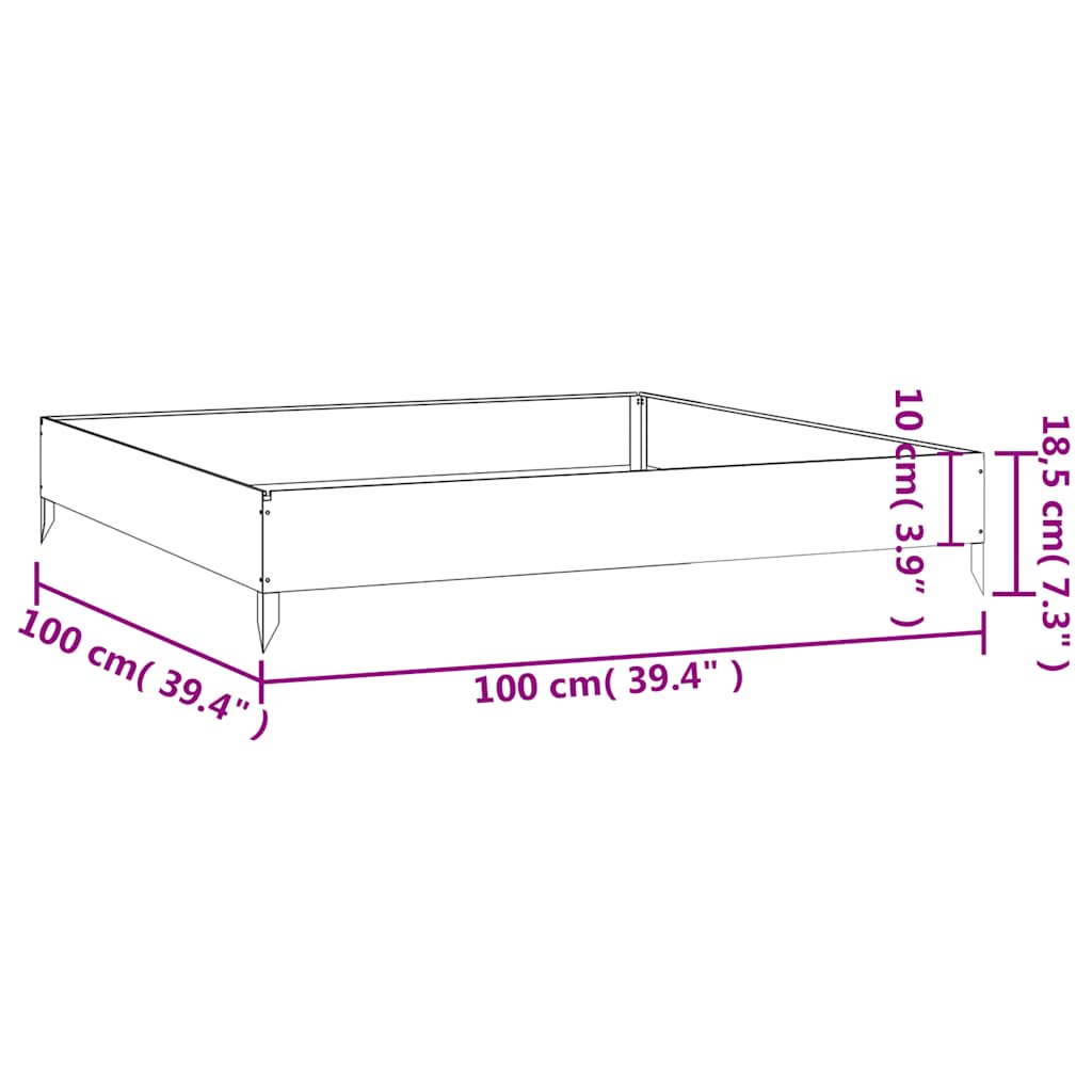 Povišena vrtna gredica 100 x 100 x 18,5 cm od čelika COR-TEN