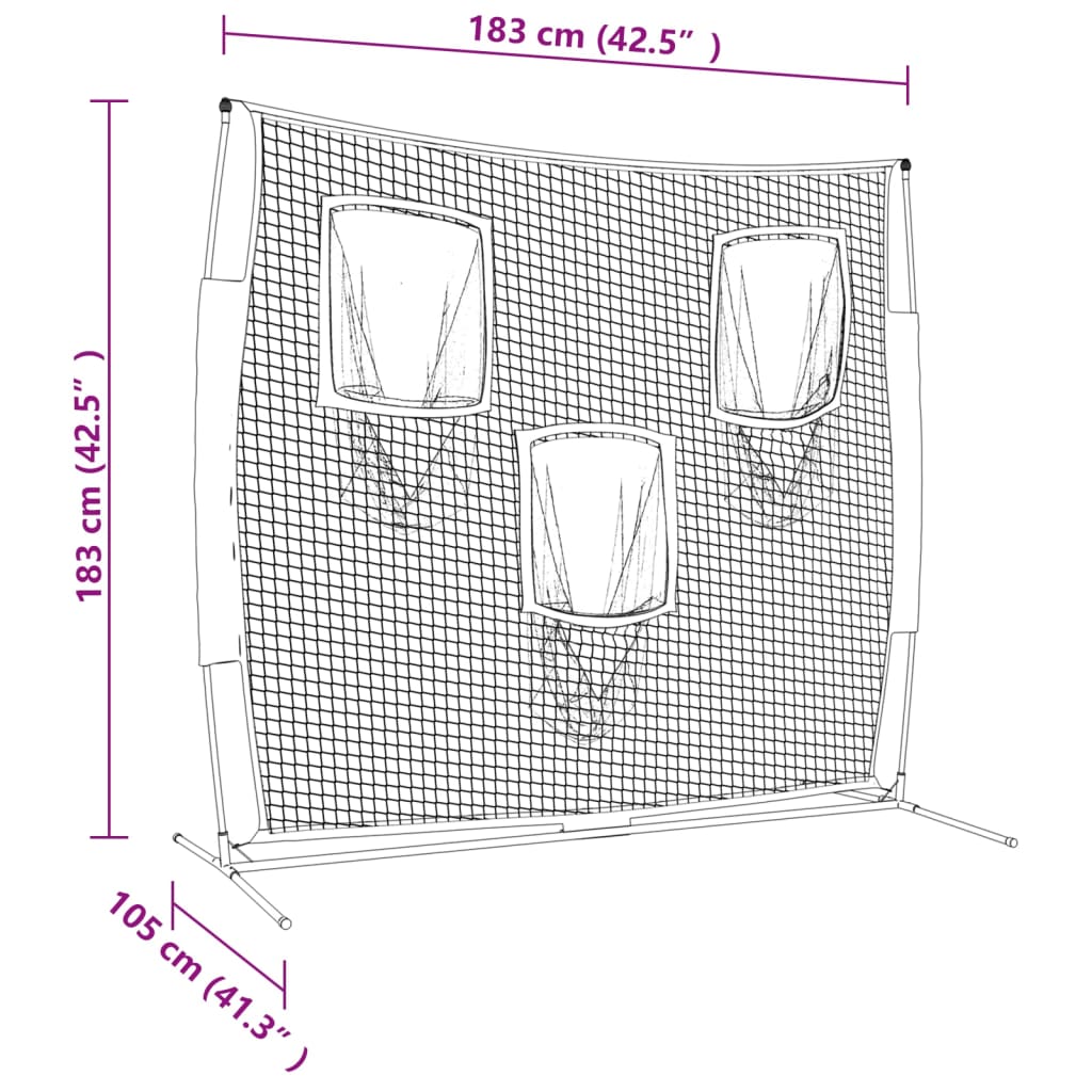 Prijenosna mreža za bejzbol crno-crvena 183x105x183cm poliester