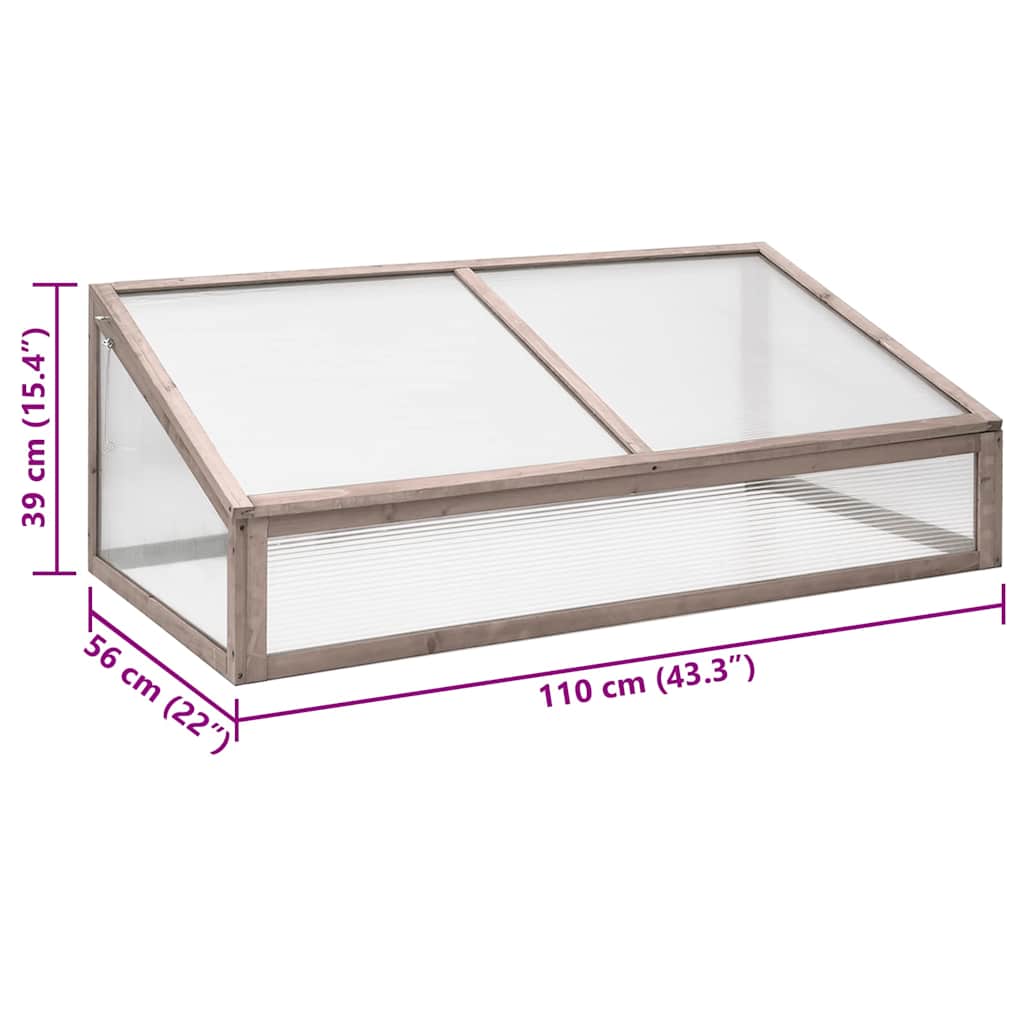 Staklenik sivi 110 x 56 x 39 cm od jelovine