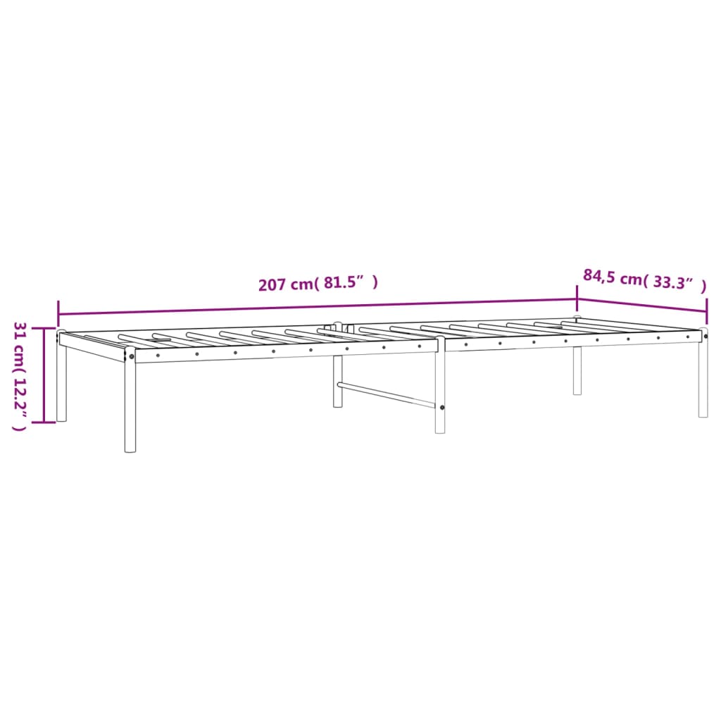 Metalni okvir za krevet crni 80x200 cm