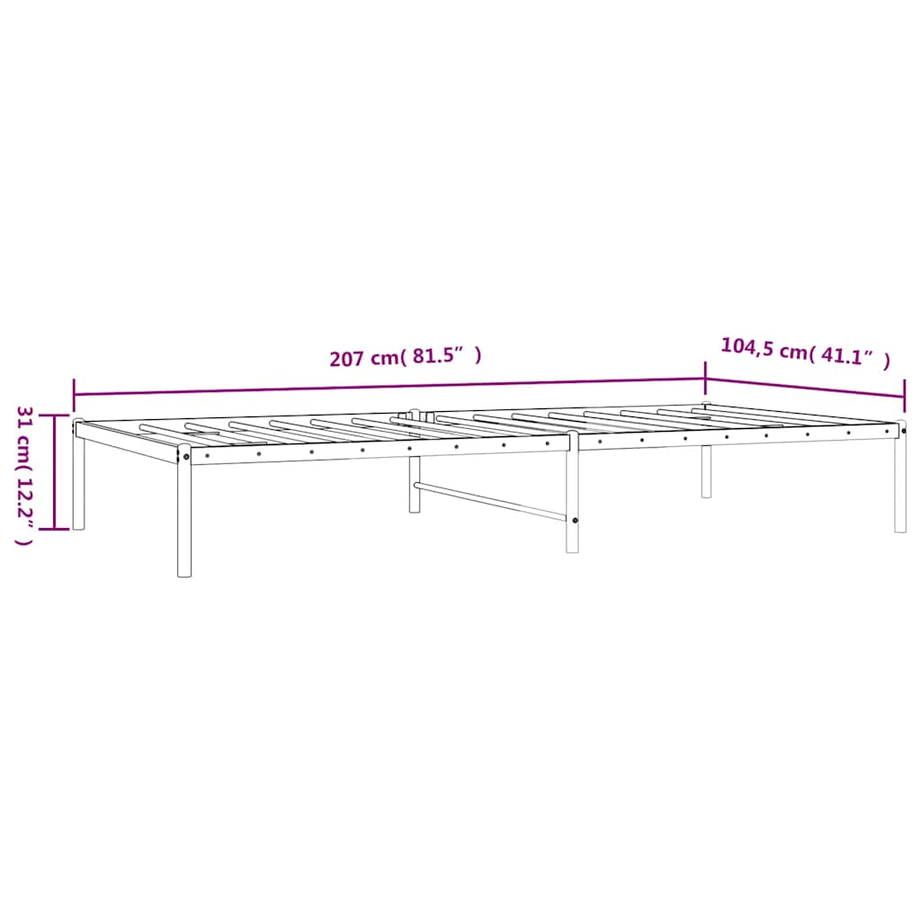 Metalni okvir za krevet crni 100x200 cm