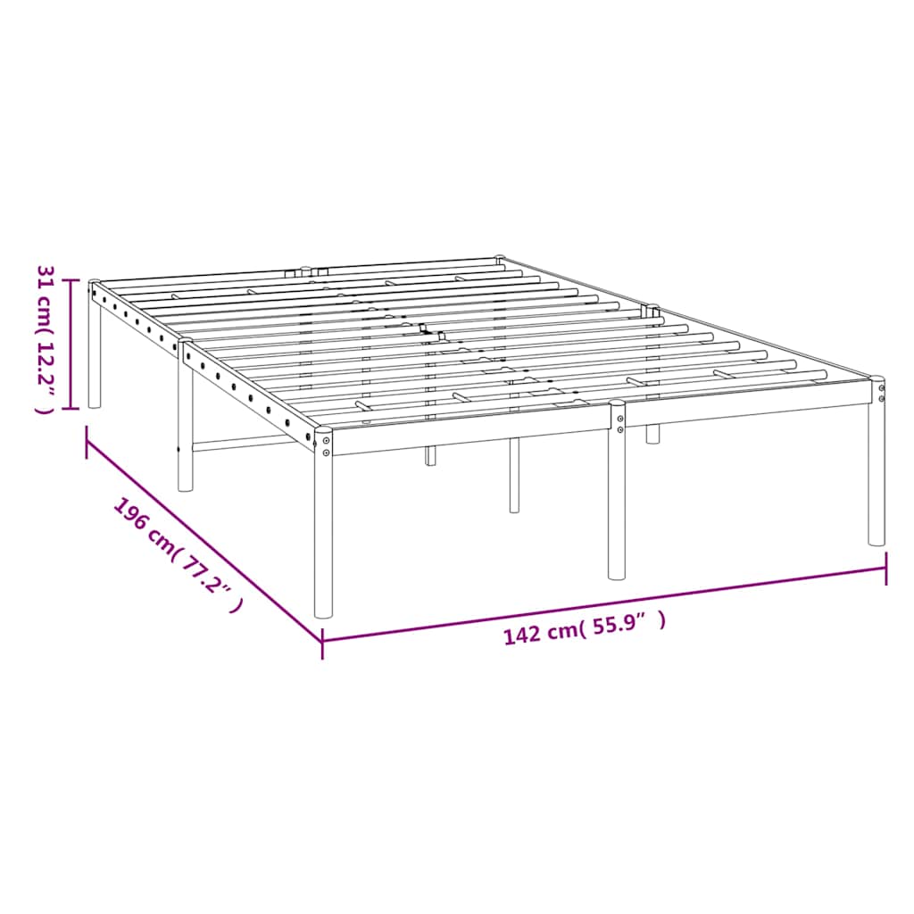 Metalni okvir za krevet crni 135x190 cm