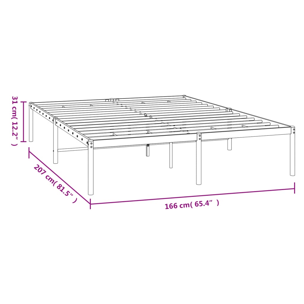 Metalni okvir za krevet crni 160x200 cm