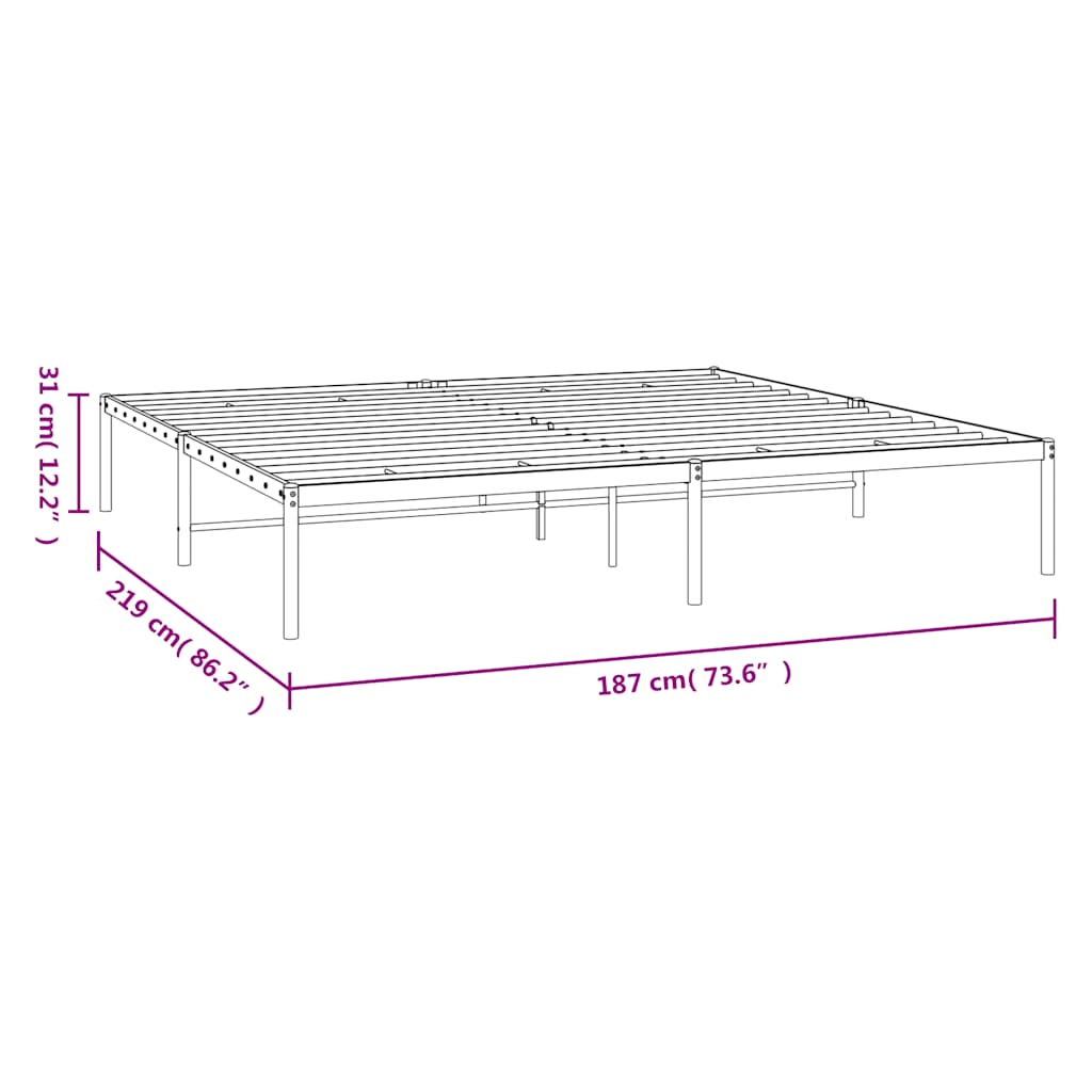 Metalni okvir za krevet crni 183x213 cm