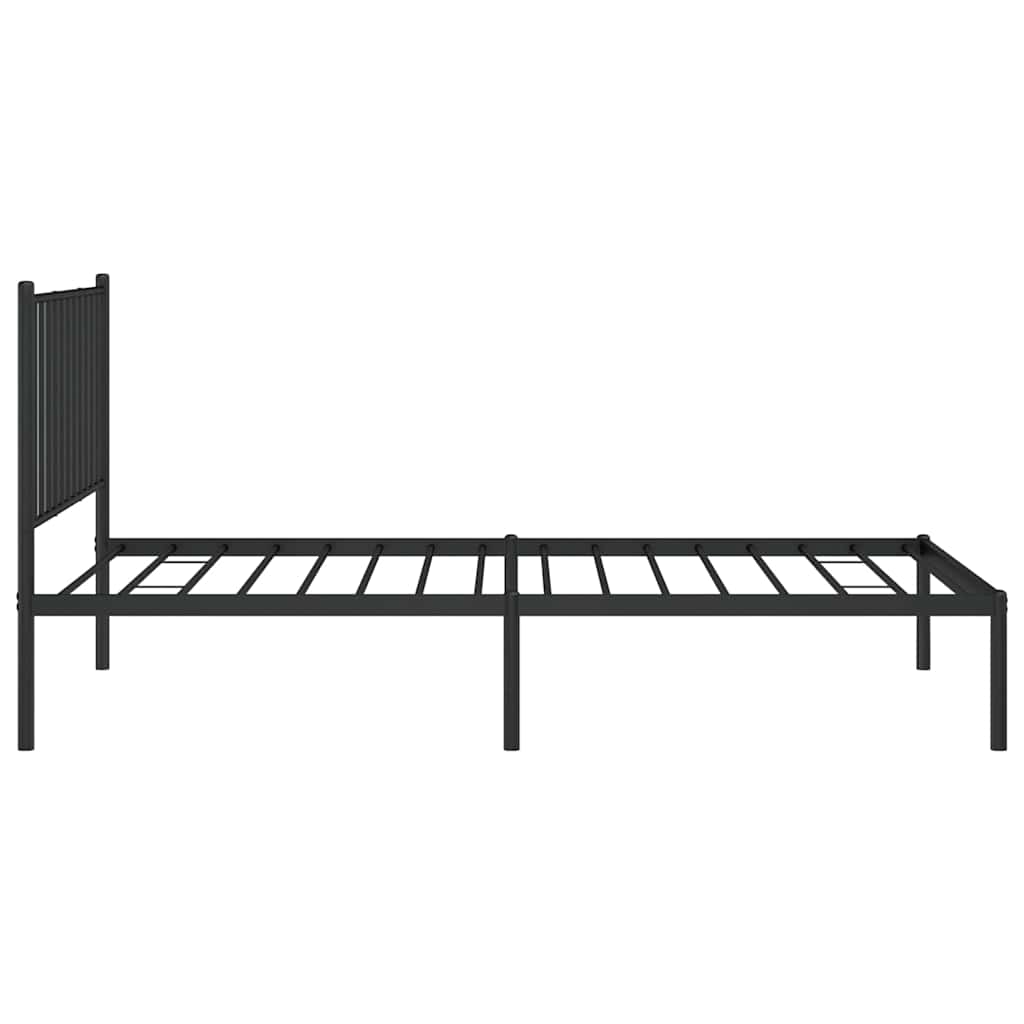 Metalni okvir za krevet s uzglavljem crni 90x190 cm