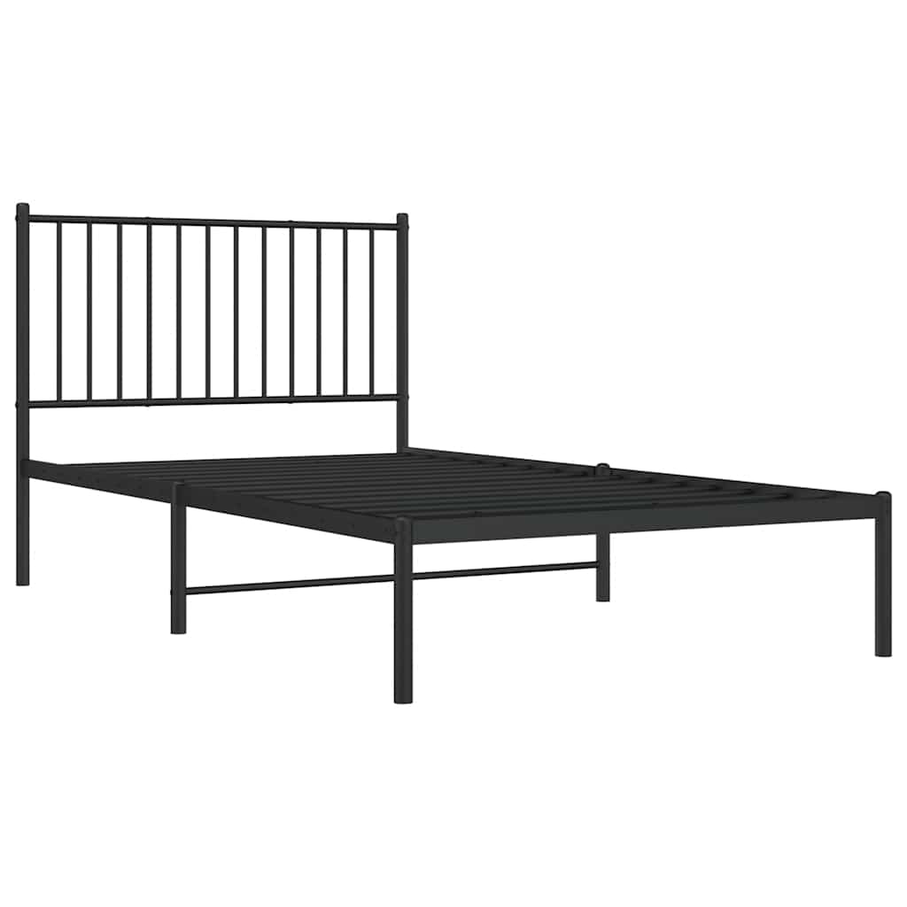 Metalni okvir za krevet s uzglavljem crni 100x190 cm