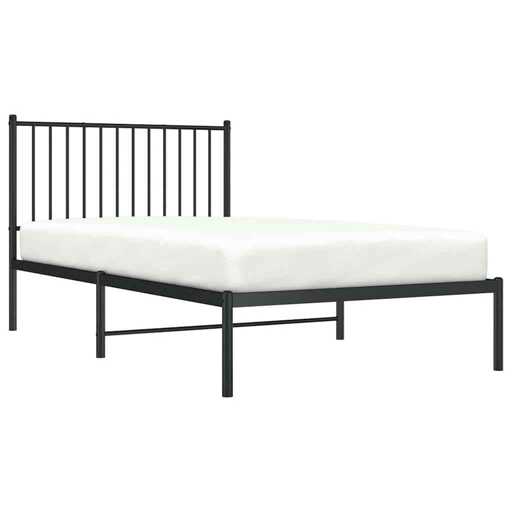 Metalni okvir za krevet s uzglavljem crni 100x190 cm