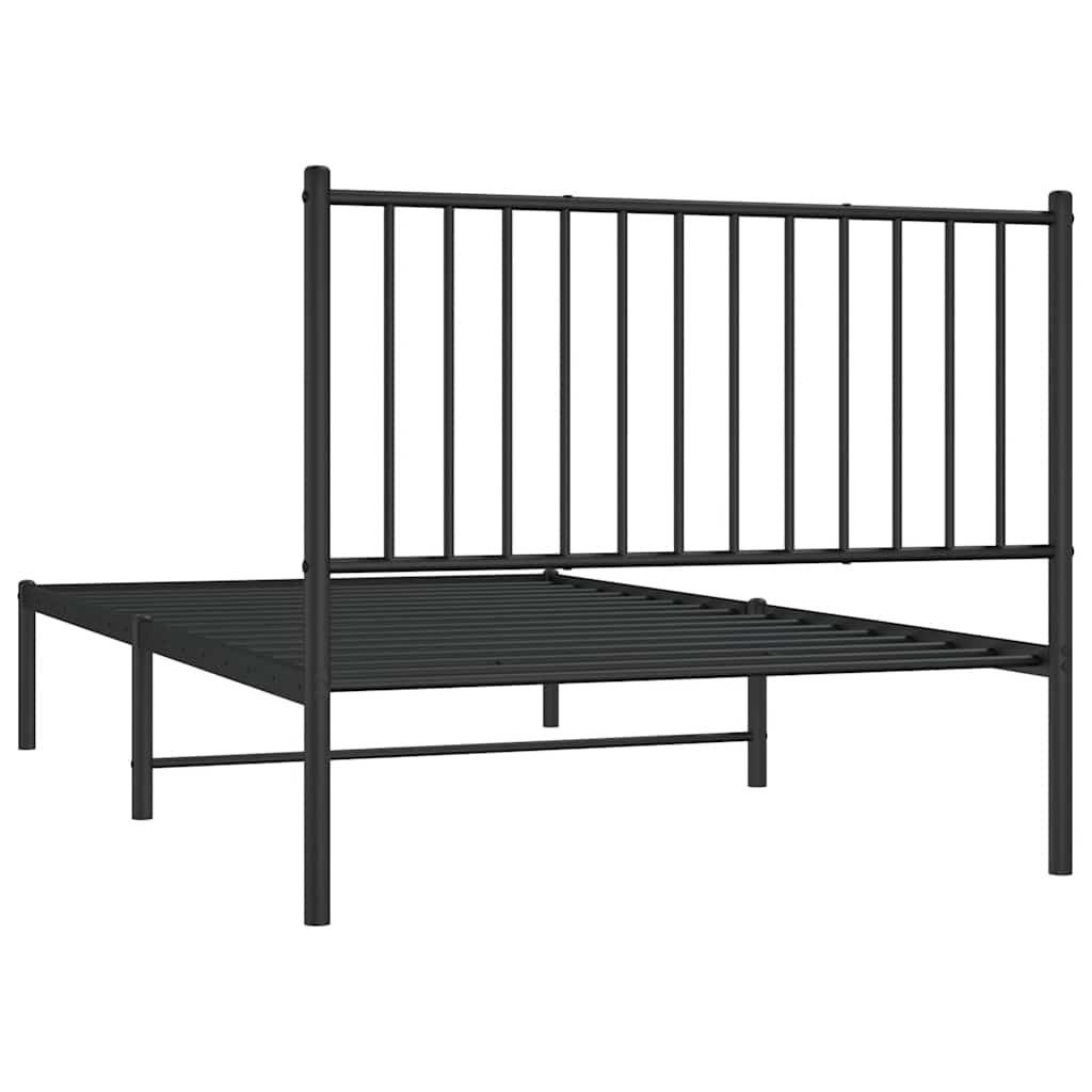 Metalni okvir za krevet s uzglavljem crni 100x190 cm