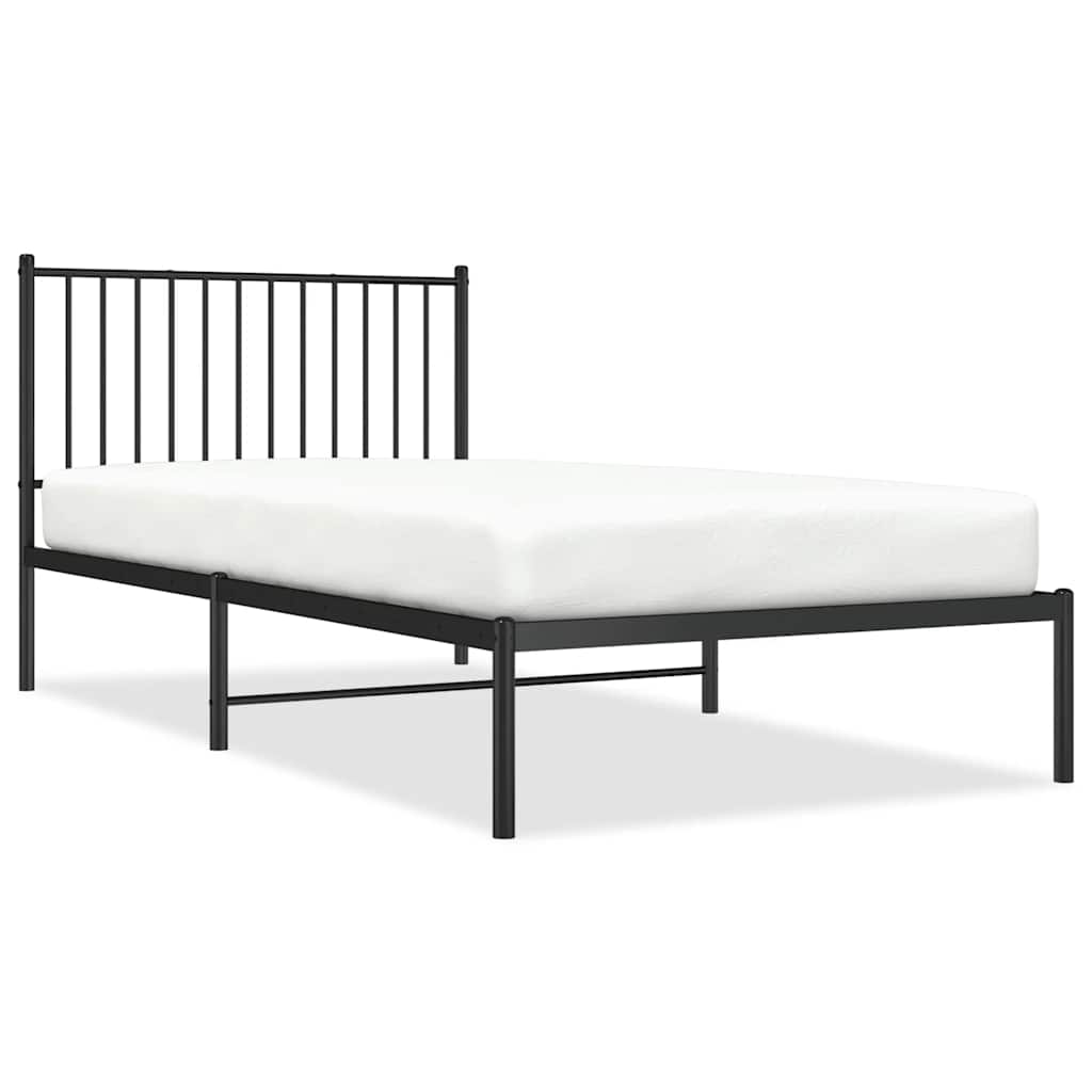 Metalni okvir za krevet s uzglavljem crni 100x200 cm