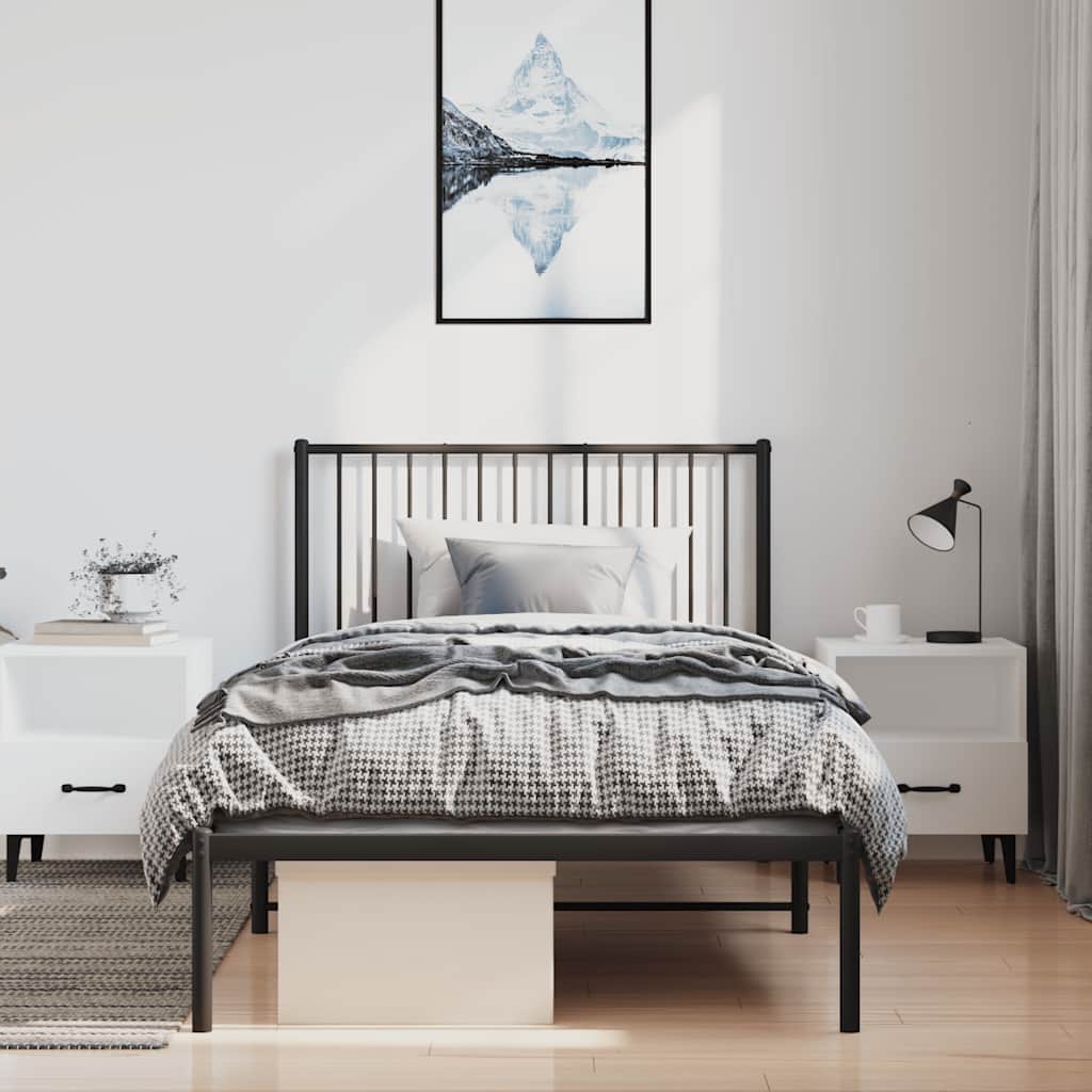 Metalni okvir za krevet s uzglavljem crni 100x200 cm