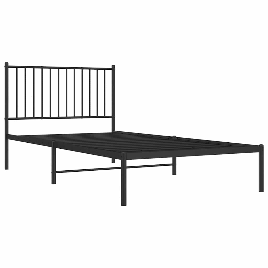 Metalni okvir za krevet s uzglavljem crni 100x200 cm
