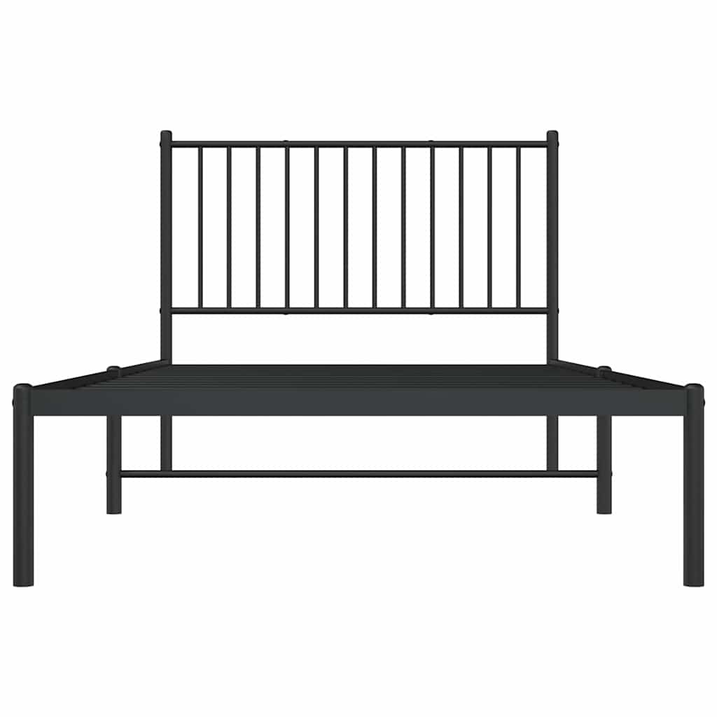 Metalni okvir za krevet s uzglavljem crni 100x200 cm