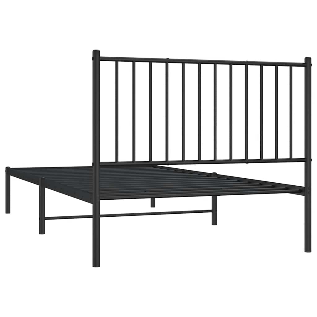 Metalni okvir za krevet s uzglavljem crni 100x200 cm