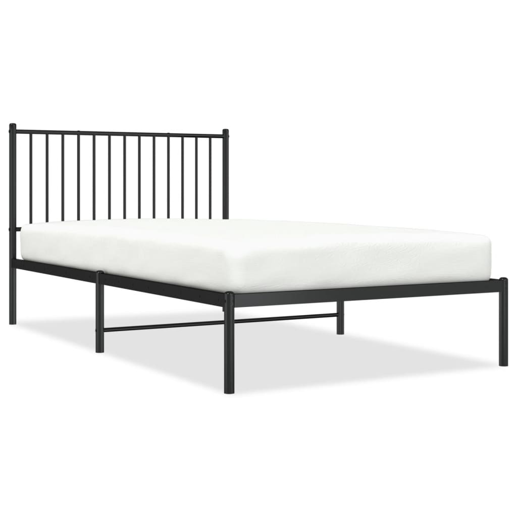 Metalni okvir za krevet s uzglavljem crni 107x203 cm