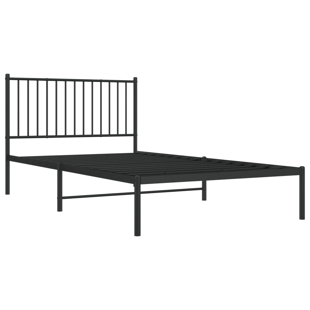 Metalni okvir za krevet s uzglavljem crni 107x203 cm