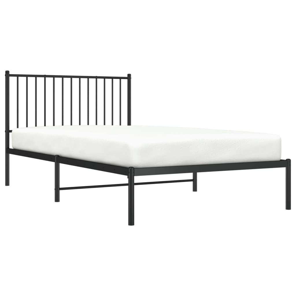 Metalni okvir za krevet s uzglavljem crni 107x203 cm