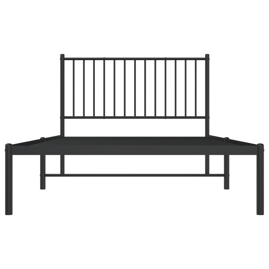 Metalni okvir za krevet s uzglavljem crni 107x203 cm