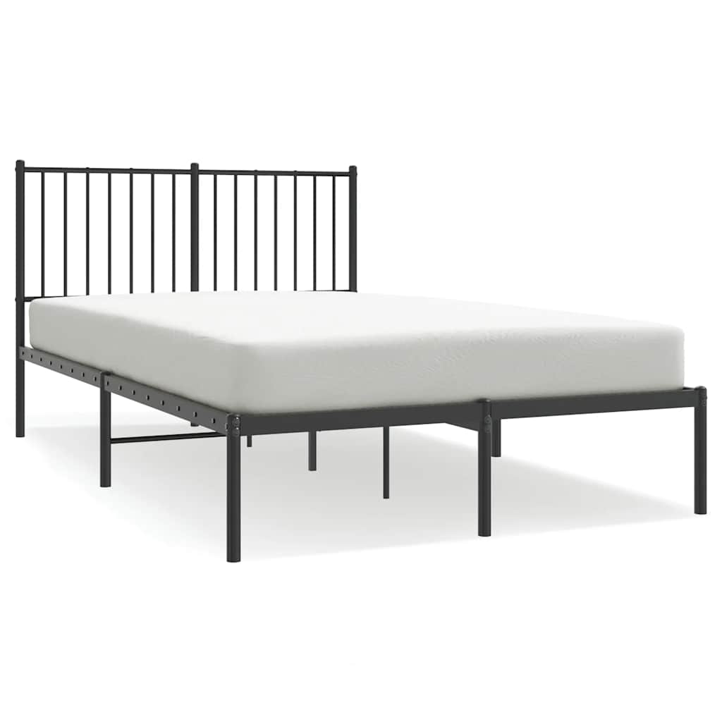 Metalni okvir za krevet s uzglavljem crni 120x190 cm