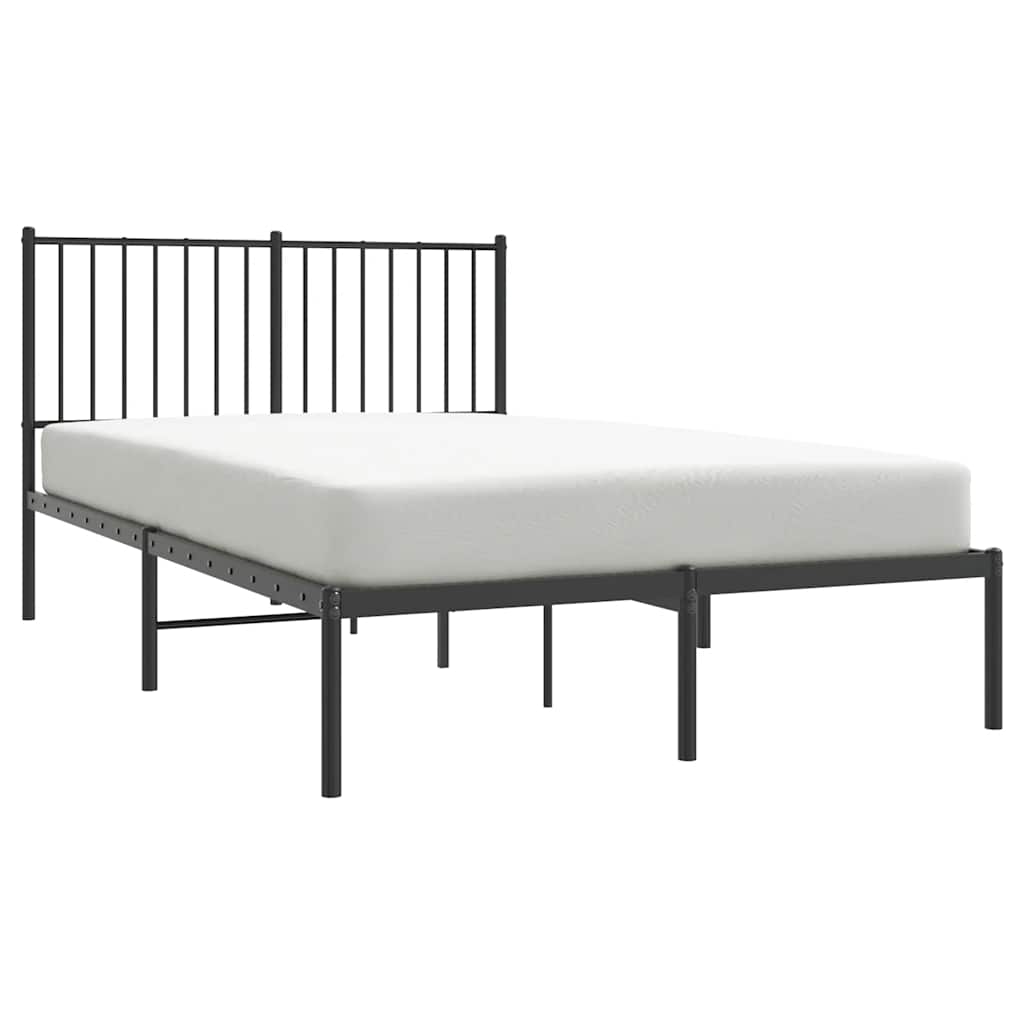 Metalni okvir za krevet s uzglavljem crni 120x190 cm