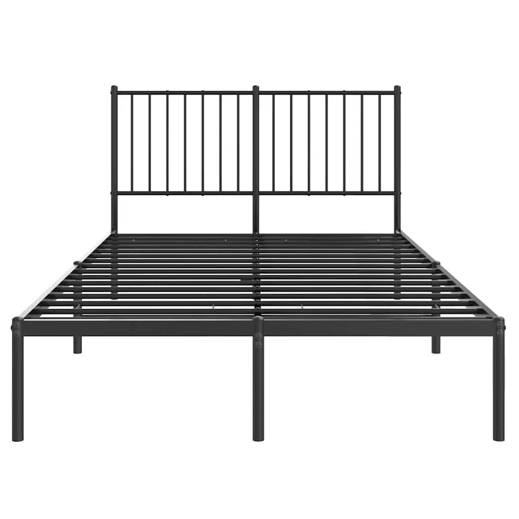Metalni okvir za krevet s uzglavljem crni 120x190 cm