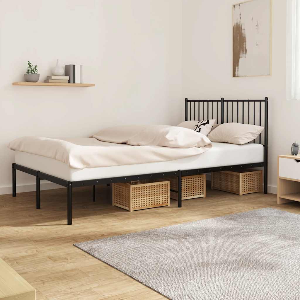 Metalni okvir za krevet s uzglavljem crni 120x190 cm