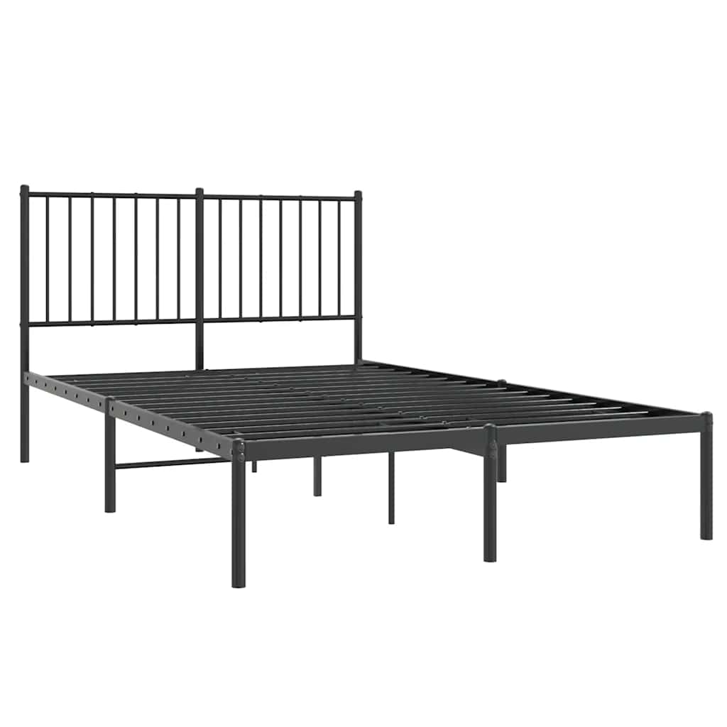 Metalni okvir za krevet s uzglavljem crni 120x200 cm
